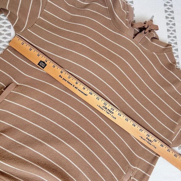 Koolaburra by UGG Cozy Thermal Striped Hoodie Pullover Top Tan Brown Women's Med - Picture 8 of 8
